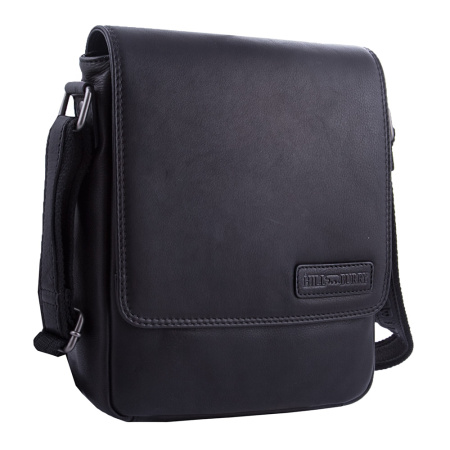 Сумка мужская через плечо кожаная Hill burry B-HB22207 черная
