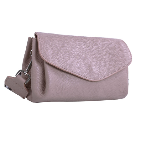 Кожаная сумка кросс-боди Genuine leather 20413 пудровая