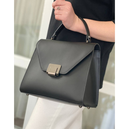 Сумка женская форматная из натуральной кожи Genuine leather 24409 черная