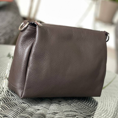 Сумка женская кросс боди из натуральной кожи Genuine leather 27255 коричневая (шоколад)
