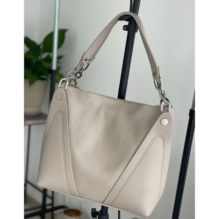 Сумка женская из натуральной кожи Genuine leather 28160 бежевая (капучино)